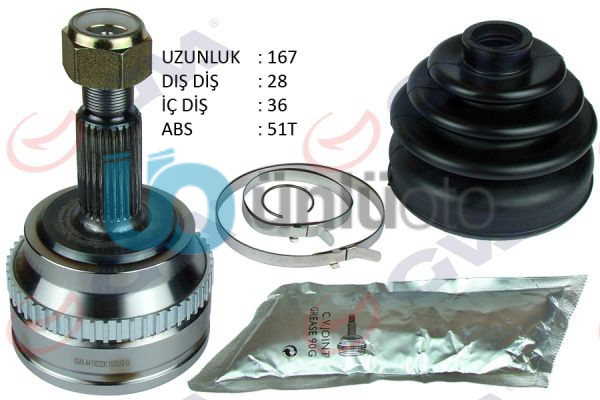 AKS KAFASI DIŞ ÖN MASTER II 2.5 DCİ 98-10 ABS Lİ 51DİŞ 28x36x65 167mm