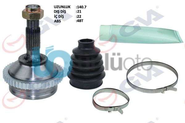 AKS KAFASI DIŞ ÖN PEUGEOT 206 1.6i 98-06 TU5 ABS Lİ 48 DİŞ 21x22x48 140.5mm
