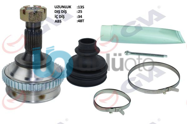 AKS KAFASI DIŞ ÖN PEUGEOT 206 GTI 2.0 HDİ ABS Lİ 48 DİŞ 25x34x58 134.5mm