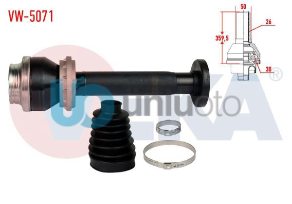 AKS KAFASI SAG ON IC VOLKSWAGEN TRANSPORTER VI 2.0 TDI M-T 26X30X50 UZUNLUK 359,
