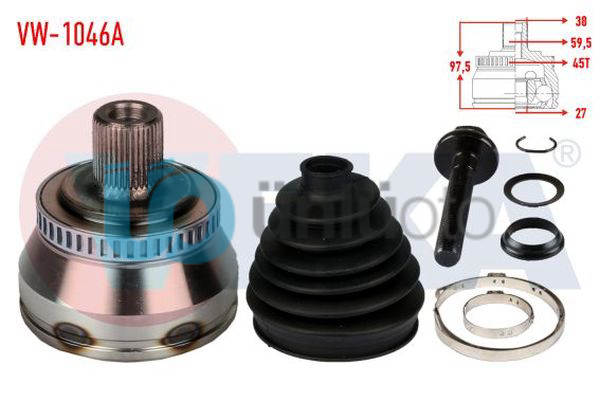 AKS KAFASI SOL-SAG ON DIS AUDI A4 (8E2,B6) 1.8 T ABSLI 45 DIS 38X27X59.5 UZUNLUK