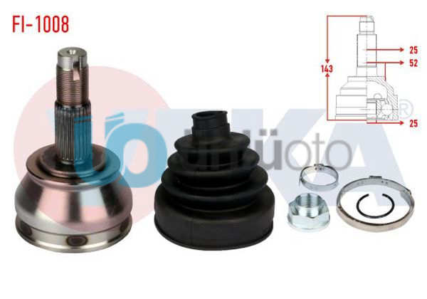 AKS KAFASI SOL-SAG ON DIS FIAT TEMPRA 2.0i  25X25X52 UZUNLUK 143,1 mm 1992-1999