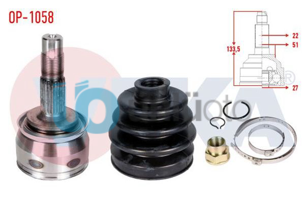 AKS KAFASI SOL-SAG ON DIS OPEL CORSA D 1.2 22X27X51 UZUNLUK 133.5mm 2006-2014