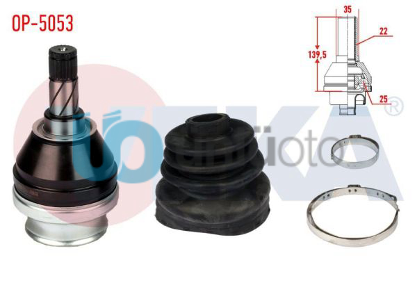 AKS KAFASI SOL-SAG ON IC OPEL VECTRA C 1.6 16v 22X25X35 UZUNLUK 139,5 mm 2002-20