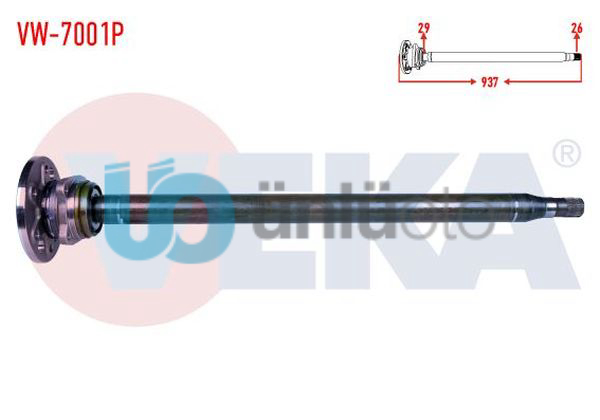 AKS MILI ARKA SAG PORYALI INCE 29X26 UZUNLUK 940mm VOLKSWAGEN CRAFTER 2.5 TDI 20