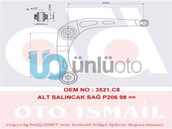 ALT SALINCAK KOMPLE SAĞ P206 98