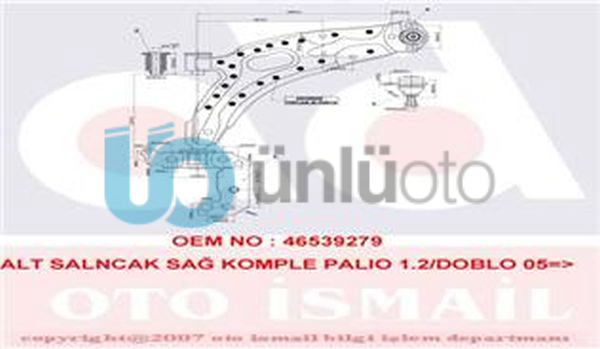 ALT SALINCAK SAĞ KOMPLE PALIO 1.2/DOBLO 05 