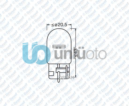 AMPUL 12V 21W STOP VE SINYAL DIPSIZ W21W