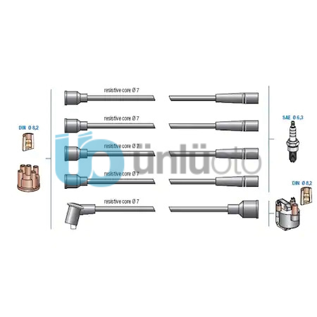 BUJİ KABLOSU BOBİN KABLOSU BUJİ KABLOSU TK R9-R19-BROADWAY 1.4 8V 1.6 8V