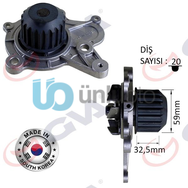 DEVİRDAİM SU POMPASI HYUNDAI ACCENT GETZ 1.5L D3EA CRDİ 02-05 / SANTAFE 2.2L CRD