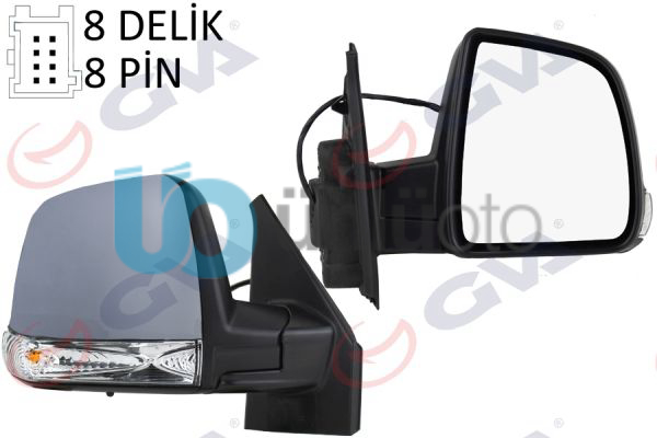 DIŞ DİKİZ AYNASI SAĞ DOBLO 11 ELEKTRİKLİ SİNYALLİ ASTARLI TEK CAM SENSÖRLÜ KONV