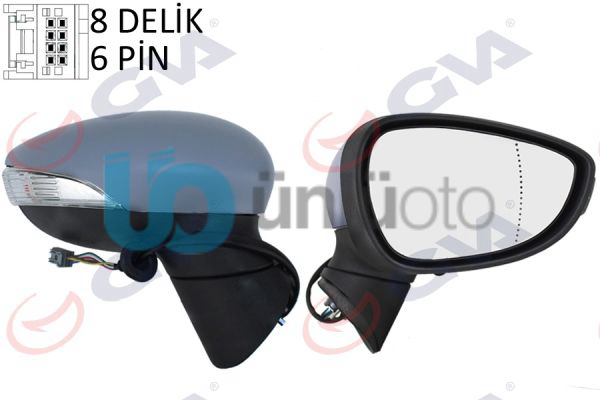 DIŞ DİKİZ AYNASI SAĞ FORD FİESTA 08 ELEKTRİKLİ ISITMALI ASTARLI 6PİN 6 FİŞ VM-6