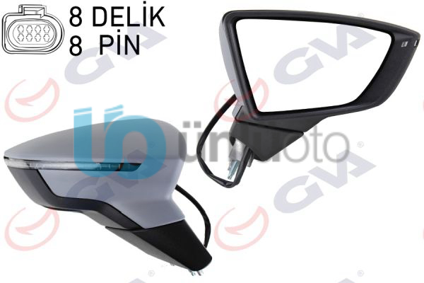DIŞ DİKİZ AYNASI SAĞ LEON 12 ELEKTRİKLİ KATLANIR ISITMALI SENSÖRLÜ SİNYALLİ AST