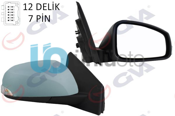 DIŞ DİKİZ AYNASI SAĞ MEGANE-FLUENCE 08 ELEKTRİKLİ ISITMALI SİNYALLİ ASTARLI KON