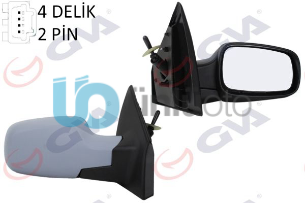 DIŞ DİKİZ AYNASI SAĞ RENAULT CLIO III 05 MEKANİK SENSÖRLÜ ASTARLI KONVEKS 2 FİŞ