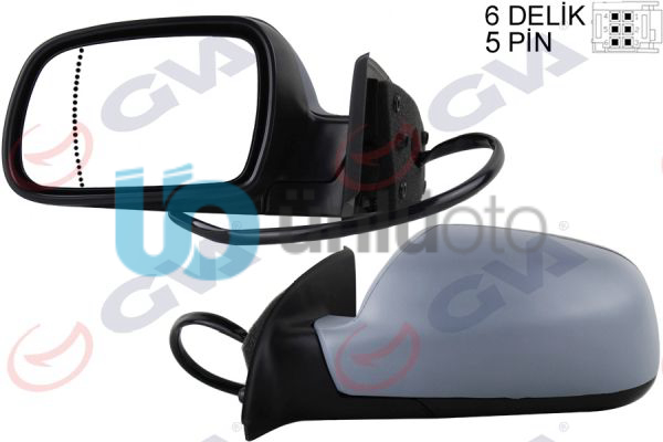 DIŞ DİKİZ AYNASI SOL 307 02 ELEKTRİKLİ ISITMALI ASTARLI ASFERİK 5 FİŞ VM-207EHP