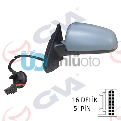 DIŞ DİKİZ AYNASI SOL A3 03 ELEKTRİKLİ ISITMALI 5 KAPILI ASTARLI ASFERİKLI 5 FİŞ