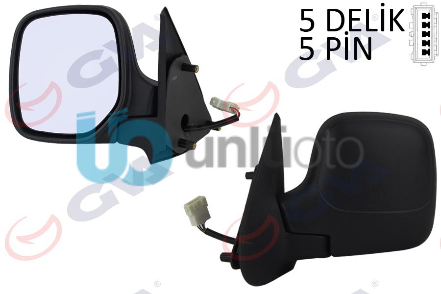DIŞ DİKİZ AYNASI SOL BERLINGO-PARTNER 97 ELEKTRİKLİ ISITMALI KONVEKS 5 FİŞ VM-1