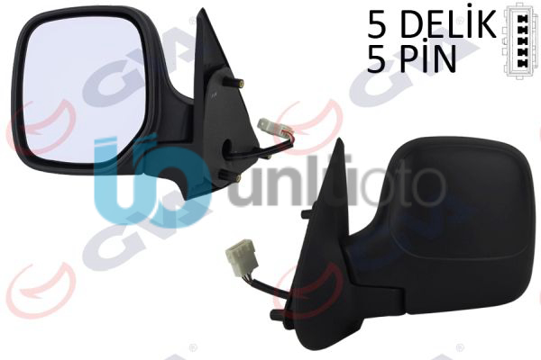 DIŞ DİKİZ AYNASI SOL BERLINGO-PARTNER 97 ELEKTRİKLİ ISITMALI KONVEKS 5 FİŞ VM-1