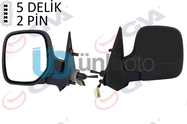 DIŞ DİKİZ AYNASI SOL BERLINGO-PARTNER 97 MEKANİK ISITMALI KONVEKS 2 FİŞ VM-118N