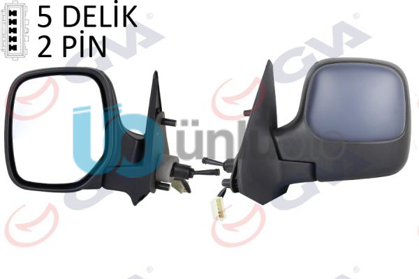 DIŞ DİKİZ AYNASI SOL BERLINGO-PARTNER 97 MEKANİK ISITMALI KONVEKS ASTARLI 2 FİŞ