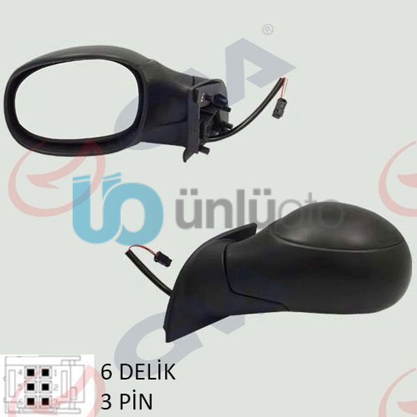 DIŞ DİKİZ AYNASI SOL C3 02 ELEKTRİKLİ ISITMALI KONVEKS 3 FİŞ VM-501EL