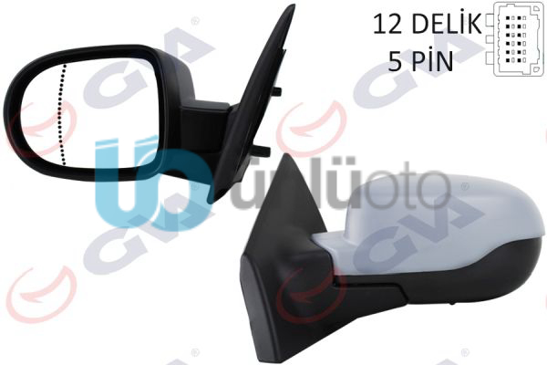 DIŞ DİKİZ AYNASI SOL CLIO 09 ELEKTRİKLİ ISITMALI ASTARLI ASFERİK 5 FİŞ VM-6135E