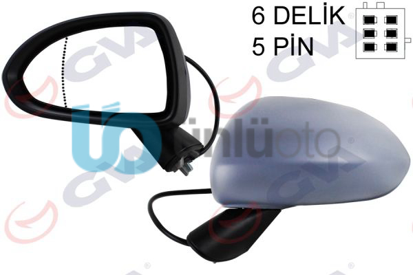 DIŞ DİKİZ AYNASI SOL CORSA D 06 ELEKTRİKLİ ISITMALI ASTARLI ASFERİK 5 FİŞ VM-96