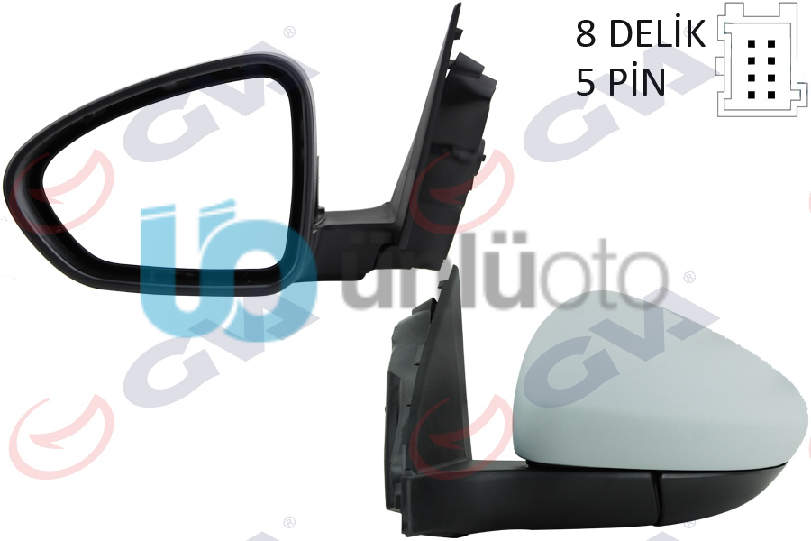 DIŞ DİKİZ AYNASI SOL EGEA 15 ELEKTRİKLİ ISITMALI ASTARLI KONVEKS 5 FİŞ VM-6157E