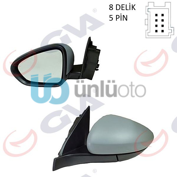 DIŞ DİKİZ AYNASI SOL EGEA 15 ELEKTRİKLİ ISITMALI ASTARLI KONVEKS 5 FİŞ VM-6157E