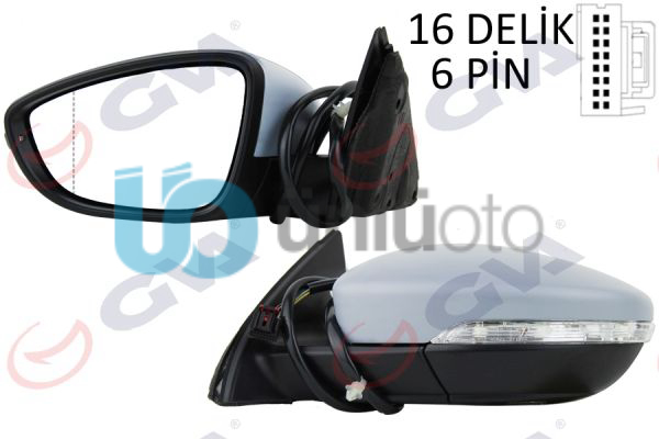 DIŞ DİKİZ AYNASI SOL JETTA 11 ELEKTRİKLİ ISITMALI SİNYALLİ ASTARLI ASFERİK 7 Fİ