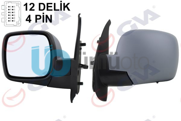 DIŞ DİKİZ AYNASI SOL KANGOO 08 ELEKTRİKLİ ISITMALI ASTARLI KONVEKS 5 FİŞ VM-613