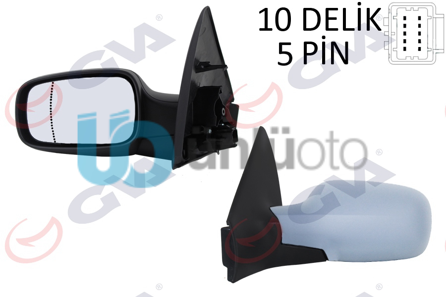 DIŞ DİKİZ AYNASI SOL MEGANE 02 ELEKTRİKLİ ISITMALI ASTARLI ASFERİK 5 FİŞ VM-138