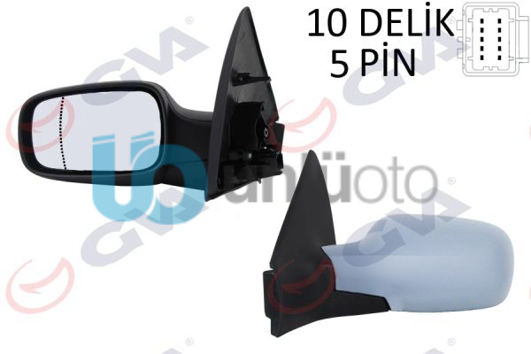 DIŞ DİKİZ AYNASI SOL MEGANE 02 ELEKTRİKLİ ISITMALI ASTARLI ASFERİK 5 FİŞ VM-138