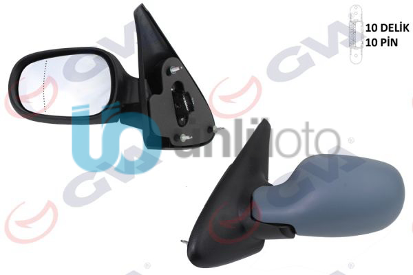 DIŞ DİKİZ AYNASI SOL MEGANE 99 ELEKTRİKLİ ISITMALI ASTARLI ASFERİK 5 FİŞ VM-129