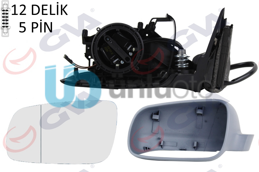 DIŞ DİKİZ AYNASI SOL PASSAT 97 ELEKTRİKLİ ISITMALI ASTARLI ASFERİK 5 FİŞ VM-189