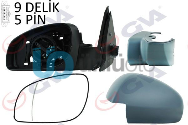 DIŞ DİKİZ AYNASI SOL VECTRA C 03 ELEKTRİKLİ ISITMALI ASTARLI ASFERİK 5 FİŞ VM-9