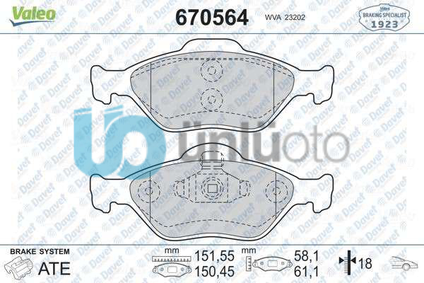 ON FREN BALATASI FIESTA-FUSION 02-08 MAZDA II 03- ABS