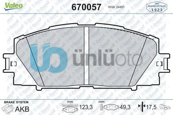 ON FREN BALATASI TOYOTA COROLLA 13 YARIS 11