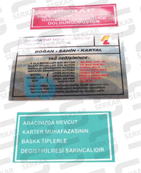 MOTOR PANEL ETİKETİ DKS