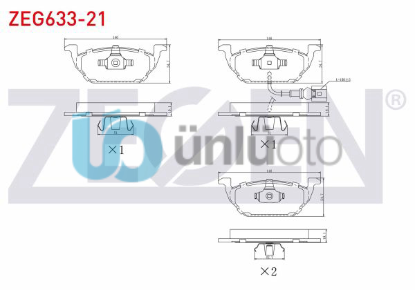 FREN BALATA ON FISLI VW GOLF IV 1.4i 16v 1997-2005/ GOLF IV 1.6i 1997-2005/ GOLF