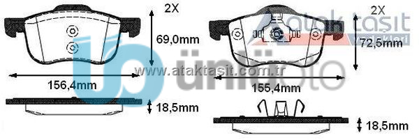 FREN BALATA ON VOLVO C70 I 2.0 1998-2005/ S60 I 2.0 T5 2000-2010/ S80 I 3.0 T6 1