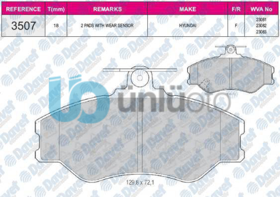 ON FREN BALATASI HYUNDAI H100 MINIBUS 1994-2005 H100 KAMYONET 1993-2003
