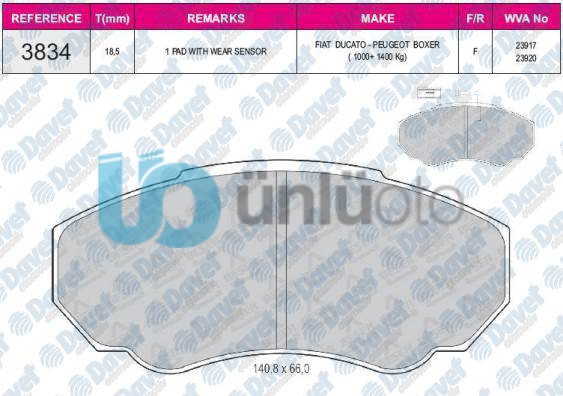 ON FREN BALATASI BOXER DUCATO JUMPER 2.0HDI 2.0I 2.2HDI 14Q 02 06