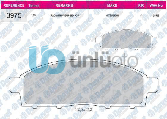 ON FREN BALATASI MITSUBISHI L200 2.5 D 4X4 2006-2012 PAJERO 2008- L200 2.4 2015