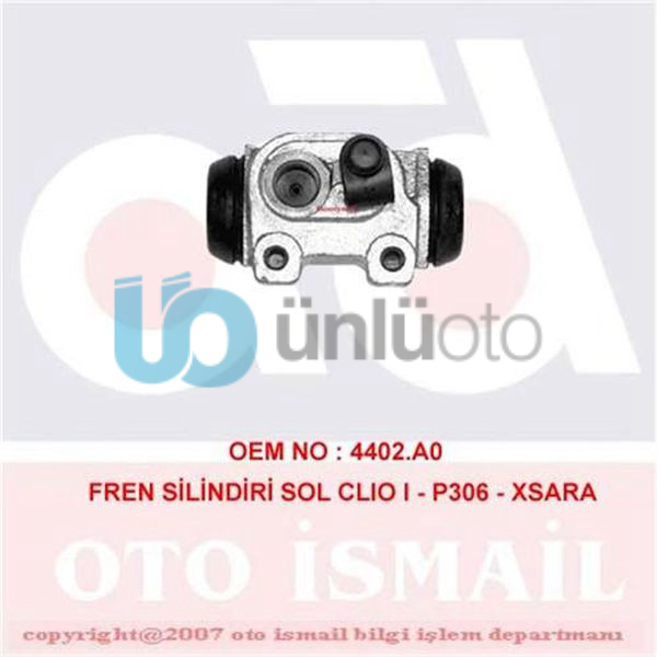 FREN SİLİNDİRİ SOL CLIO 1.1-1.2-1.4 91-98 -P306 1.1-1.4-1.6 93-01 - 20.64mm