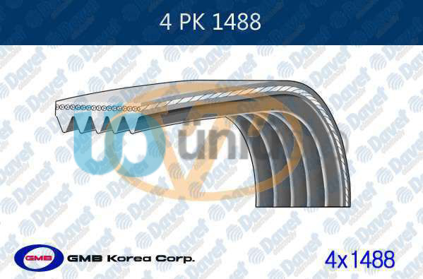 GMB 4PK1488 - KANALLI KAYIS TRANSIT T15 TURBO 94- 4PK1488 48404
