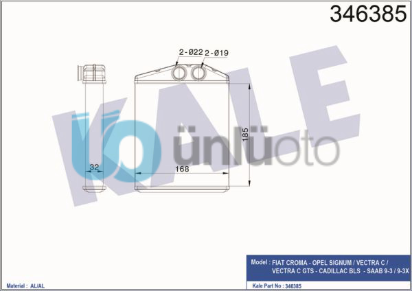 KALORIFER RADYATORU CROMA SIGNUM VECTRA C VECTRA C GTS CADILLAC BLS SAAB 9 3 9 3