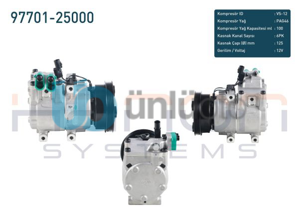 KLIMA KOMPRESORU 4 PK 125mm HYUNDAI ACCENT ADMIRE 1.3i - 1.5i 2000-2005 / GETZ 1