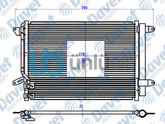 KLIMA RADYATORU KONDENSER BRAZING JETTA 10- 582X378X16  AT/MT SANZUMAN